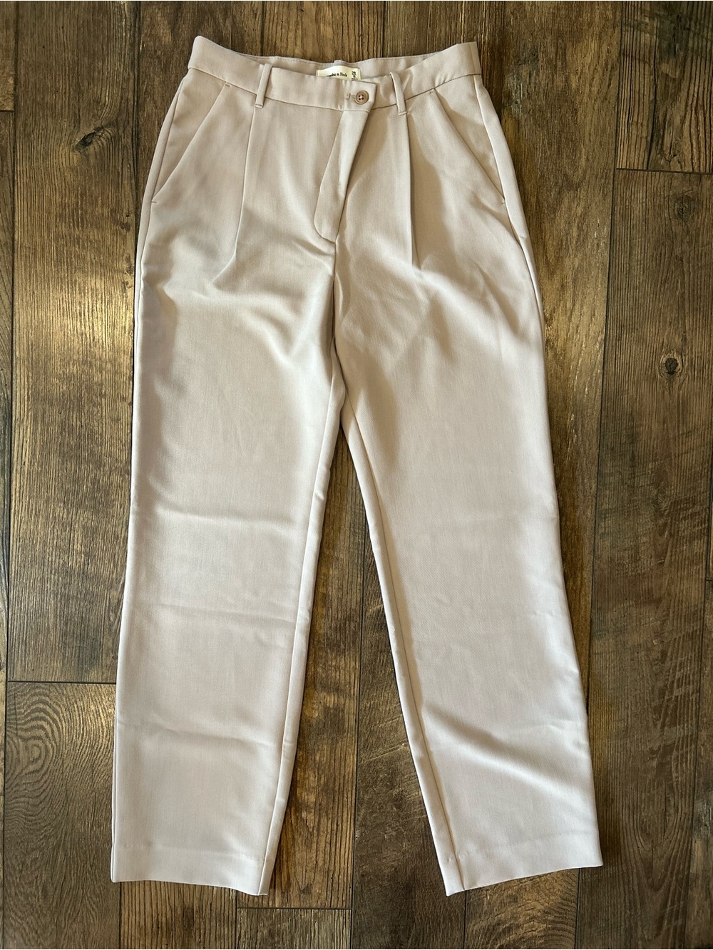Abercrombie & Fitch Women's Straight Leg Dress Pants in Light Beige